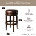 thumbnail image 5 of Maven Lane Pullman Backless Bar Stool in Dark Walnut Finish with Vintage Brown Vegan Leather, Set of 3, 5 of 6