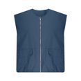 thumbnail image 3 of Womens Casual Zip Up Vest Cargo Oversized Ruched Hem Sleeveless Blazer Jackets Tops, 3 of 6