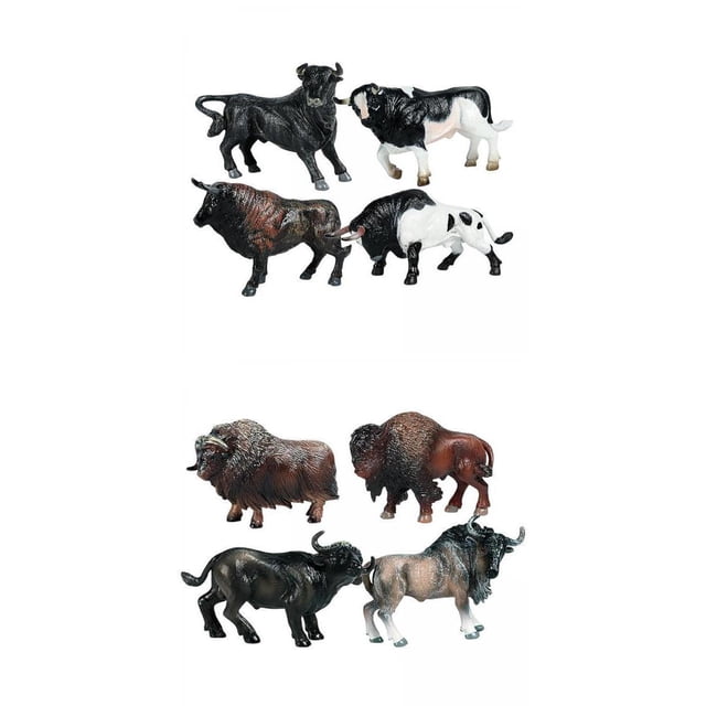 8x Estatuilla de Ganado de Granja Escultura de Animal Simulado Adorno Decoración para