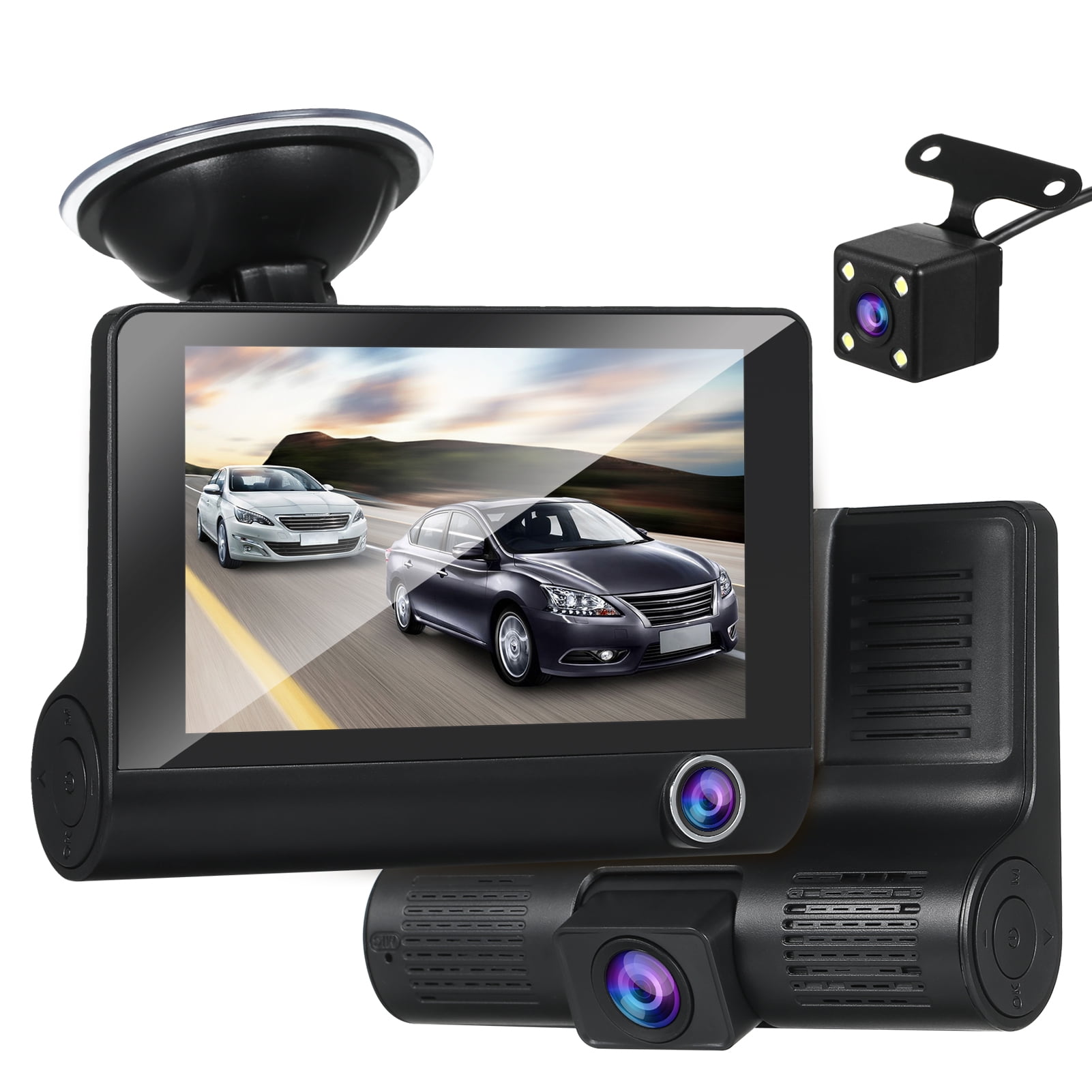 onn. 1080p HD Black Car Dash Cam, 2.4 LCD Screen, 110 Degree Vision Angle,  Play Video Recordings, 0.5 lb.