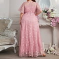 thumbnail image 7 of Womens Elegant Chiffon Evening Gowns Plus Size Floral Lace High Waist Formal Dress Flutter Long Maxi Dresses Pink, 2XL, 7 of 7