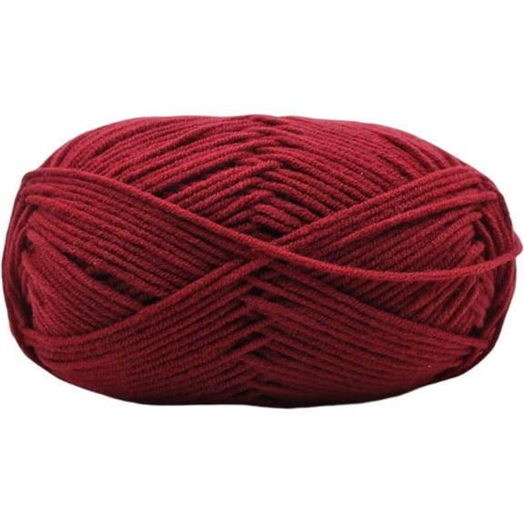 XmhyTop Cotton Yarn,Knitting Wool Yarn Ultra Soft 4Ply Cotton Crochet Knitted Yarn for DIY Hand Knitting Wool Craft Shawl Scarf Crochet Thread Supplies （Dark Red）