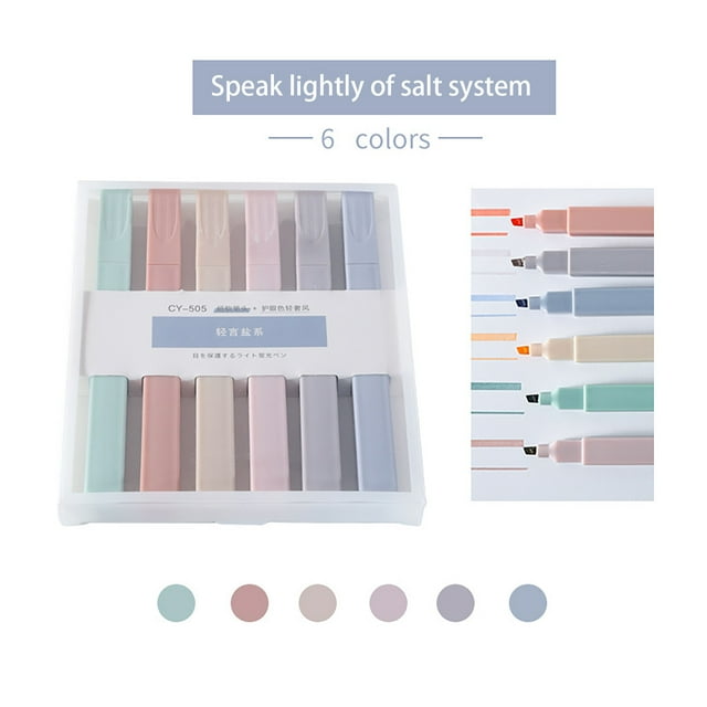 RXIRUCGD Highlighters, Square Marker, Assorted Colors, 6 Count