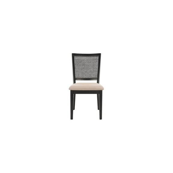 SAFAVIEH Margo Dining Chair, Black/Beige Fab/Black Rattan, Set of 2