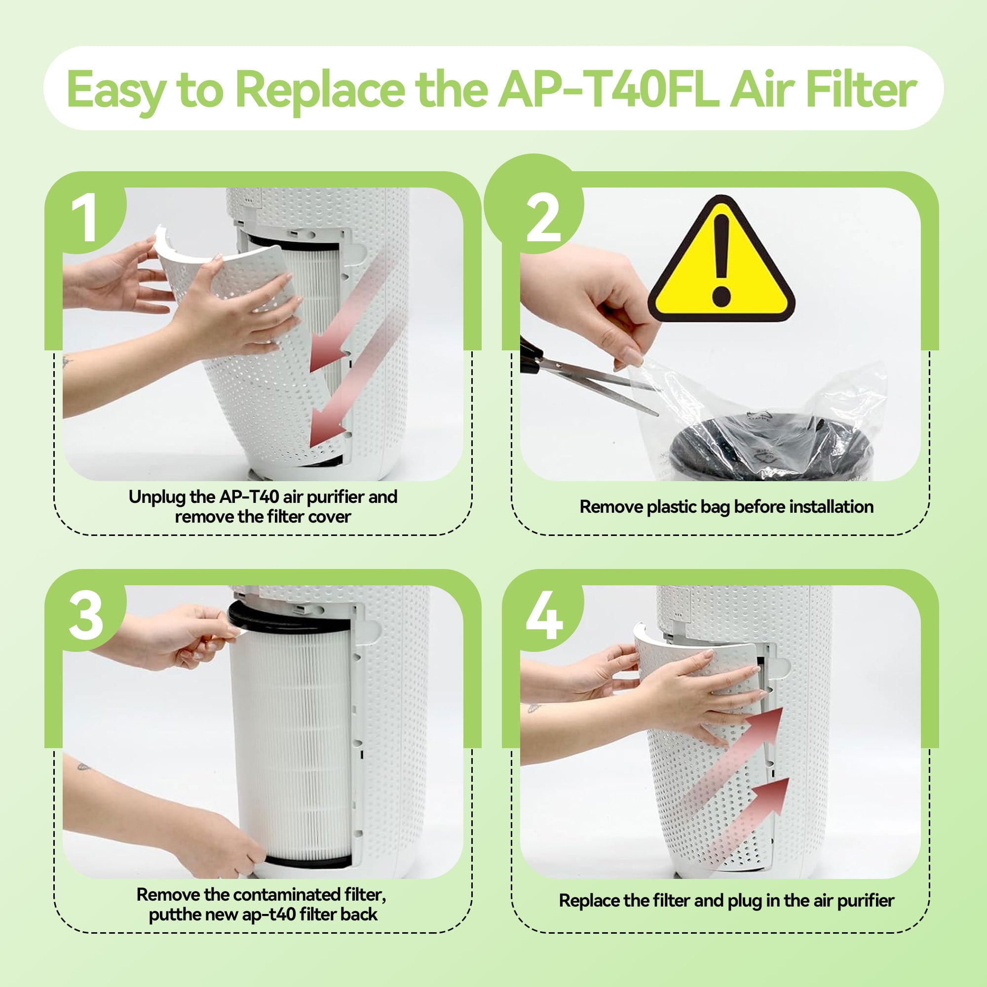 AP-T45 AP-T40FL HEPA Replacement Filter Compatible with Homedics Total Clean 5-in-1 Air Cleaner Purifier, AP-T40 AP-T45WT AP-T40WT AP-T45-BK AP-T45-WT AP-T40WTAR, White, 1 pack