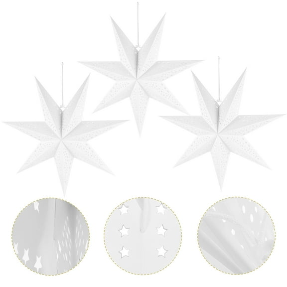 Soimiss Hanging Star Ornament Star Shaped Paper Decorative Festival Celebration 3pcs