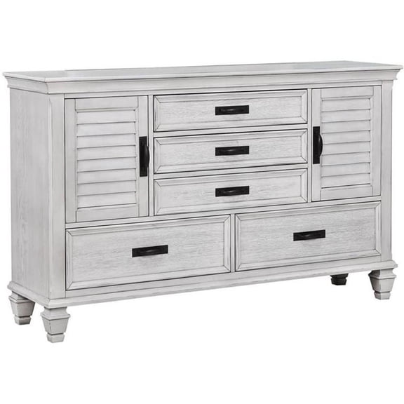 Pemberly Row 5-Drawer Wood Dresser with Panel Doors in White