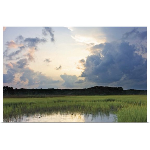 Great BIG Canvas | Rolled Alan Hausenflock Poster Print entitled Sunset on Bogue Sound 2