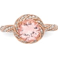 thumbnail image 4 of Sterling Silver Rose-Tone White Cz And Pink Crystal Ring (Size 8) Made In China qr6852-8, 4 of 5