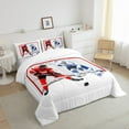 thumbnail image 3 of jejeloiu Hockey Game Lovers Queen Comforter Set,Ball Sport Gamer Bedding Sets,White Red Bedding Comforter Set For Kids,Luxury Bedroom Decor,3-Piece, 3 of 8
