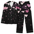 thumbnail image 6 of Uaswgudfs Women's Valentine's Day Long Sleeve Heart Print Pajama Set Casual Sleepwear with Pocket & White Contrast Trim Four - Way Stretch Fabric, 6 of 8