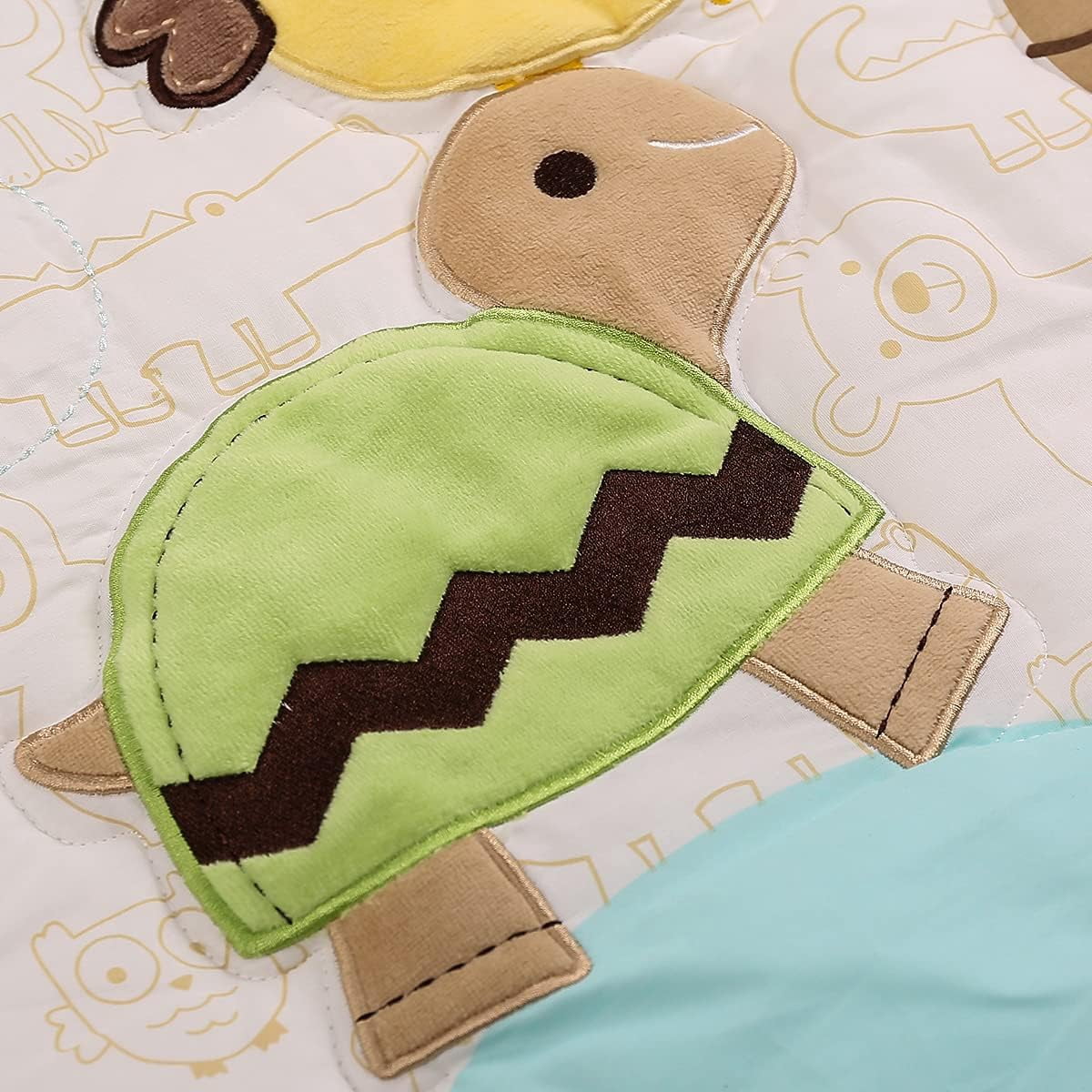 Sweet Baba 100% Cotton Crib Set,Cute Animals Crib Bedding Set for Unisex Boys and Girls in Yellow| 3 Pieces - Crib Quilt, Fitted Sheet, Crib Skirt