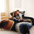 thumbnail image 4 of Homewish Traditional Eastern Dragon Full Size Comforter Sets,Wild Animal Bedding Comforter Set,Orange Blue,Black Reversible,3 Pieces,1 Comforter and 2 Pillowcases, 4 of 7