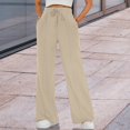 thumbnail image 2 of Women's High Waist Wide Leg Sweatpants Loose Fit Casual Soft Lounge Trousers by Yigetop Beige L, 2 of 5
