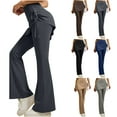 thumbnail image 2 of Yuanlook Womens High Waisted Flare Yoga Pants with Skirt Drawstring Stretchy Workout Leggings Size S-XXL, 2 of 9