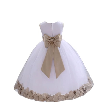 Ekidsbridal Wedding Pageant Rose Petals White Tulle Flower Girl Dress Toddler Special Occasion 302T 8
