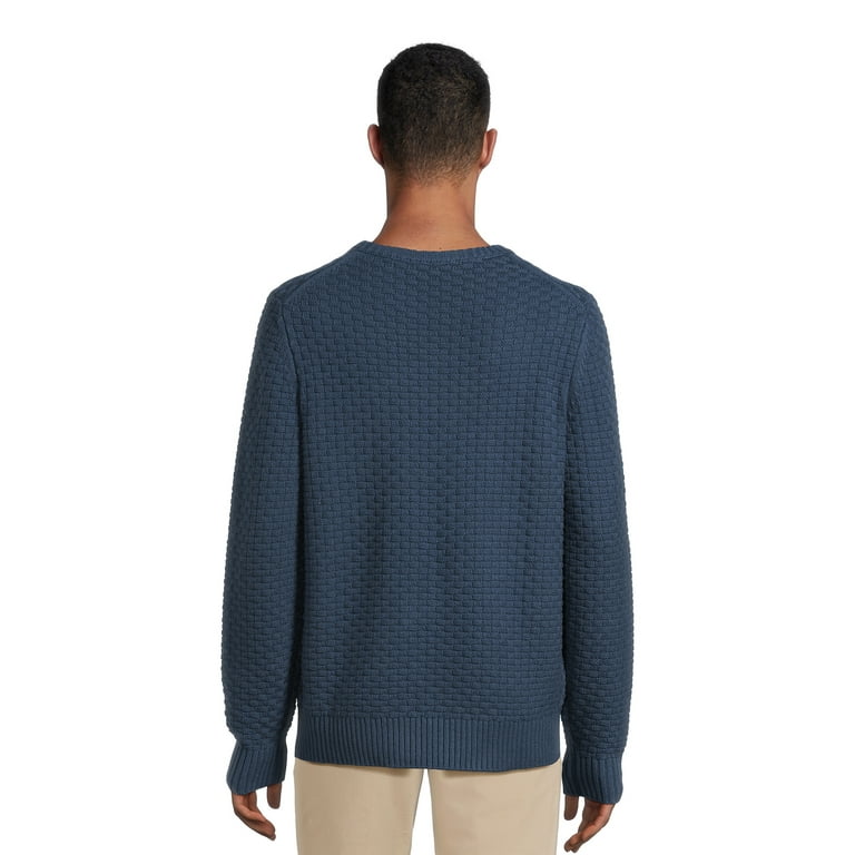 George Men s Basket Stitch Crewneck Sweater with Long Sleeves