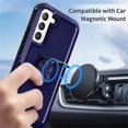 thumbnail image 4 of Nalacover For Samsung Galaxy S21 FE Slim Case,Luxury Hybrid Hard PC and TPU Rugged Bumper 3-In-1 Rotatable Magnetic Ring Kickstand Four Corner Guard Shockproof Anti-Scratch Back Phone Cover.Blue, 4 of 7