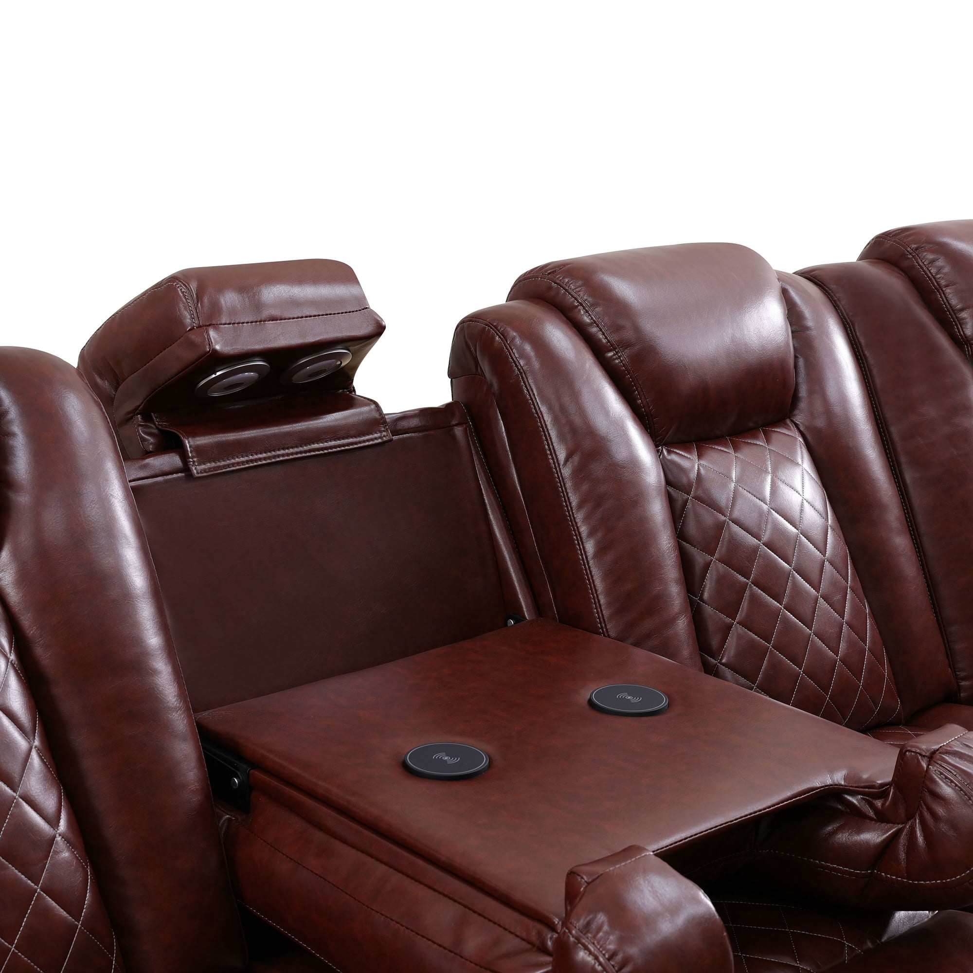 MAYEERTY Power Reclining Sectional Sofa, L-Shape Recliner with Wireless Charging and LED Lights, for Living Room, Home Theater