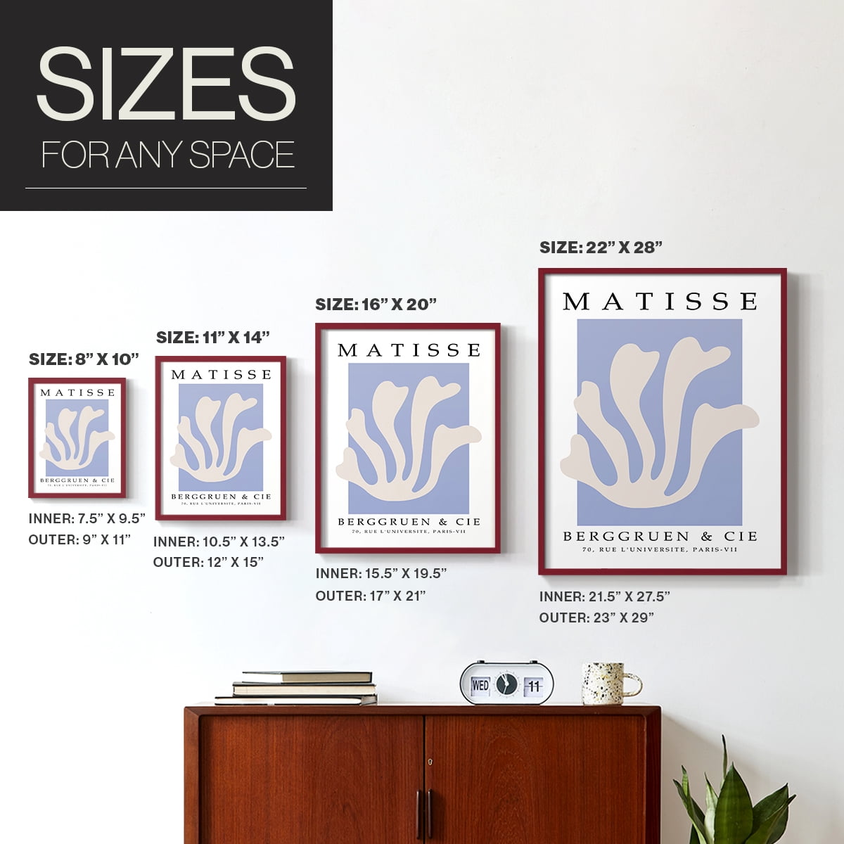 Matisse CCCXLVII in Red Solid Wood 11 x 14 Framed Print