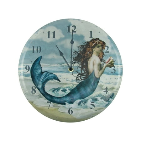 Anchor Nautical Clock - Distressed Look Mermaid Wall Clock Nautical Beach House Coastal Home Ocean Decor