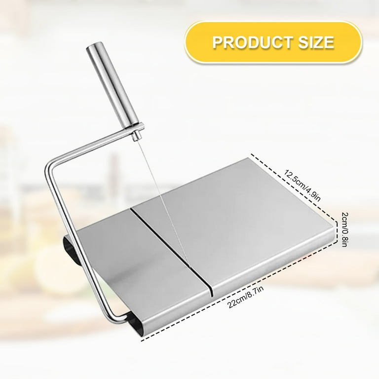 Cheese Slicer Stainless Steel Cheese Cutter with 5 Replacement Wires  Multipurpose Cheese Slicer Board and Food Cutter Metal Cheese Slicer for Block  Cheese Butter Vegetables Sausage 