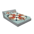 thumbnail image 2 of Ambesonne Vintage Fitted Sheet & Pillow Sham Set, Cruise Compass Grunge, Queen, Pale Orange Turquoise, 2 of 2