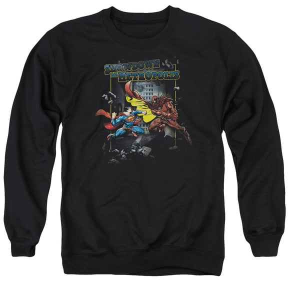Superman Showdown Adult Crewneck Sweatshirt Black