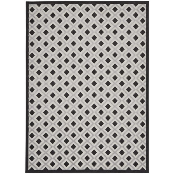 HomeRoots 9' X 12' Black And White Gingham Non Skid Indoor Outdoor Area Rug