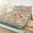 thumbnail image 4 of Feelyou Fashion Rose Floral Twin Sheet Sets, Vintage Bohemian Flower Twin Fitted Sheet, Teens Kids Girls Women Flat Sheet, Microfiber Bedroom Decor, 3 Pieces, 4 of 8
