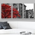 thumbnail image 3 of wall26 - Red Tree NYC Street Scene - Framed Canvas Art Wall Art - 16"x24"x3 White, 3 of 5