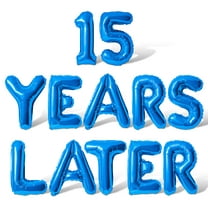 Letter Balloons - 15 YEARS LATER 16" Inch Alphabet Letters Foil Mylar Balloon 15th Anniversary Party Banner (Blue)