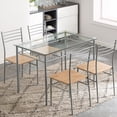thumbnail image 4 of SESSLIFE 5 Piece Table and Chairs Set, Modern Dining Table with 4 Chairs, Iron Glass Dining Table and Chairs Set, Home Kitchen Breakfast Table Set, 4 of 10