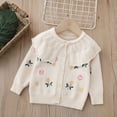 thumbnail image 2 of DHFJKG Girls Cardigan Sweaters Peter Pan Collar Floral Embroidered Long Sleeve Knitted Jacket Cardigan Leisure Outerwear, 2 of 9