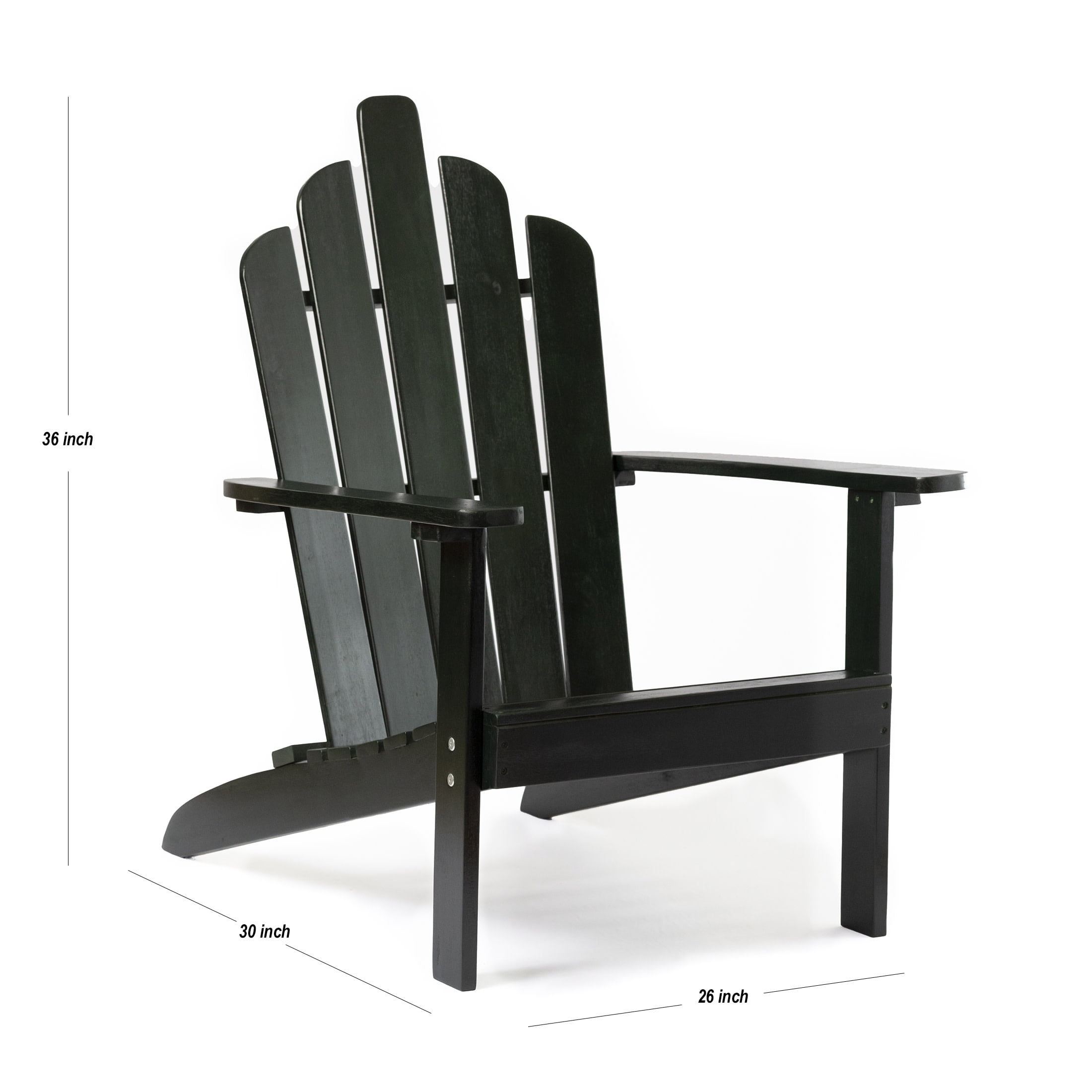 Outdoor Patio Wood Adirondack Chair, Dark Green