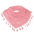 thumbnail image 3 of GILIGEGE Women Lightweight Sheer Crochet Lace Floral Triangle Tassel Scarves, Soft Fringe Sunscreen Shawl Wrap, Fashion Neck Head Scarf for Daily Travel Beach Outdoor Casual Ladies Accessories Pink, 3 of 3