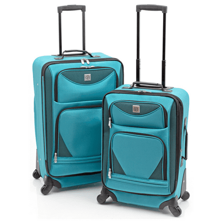 Protege 2 piece expandable spinner carry on and checked luggage set Teal (Walmart
