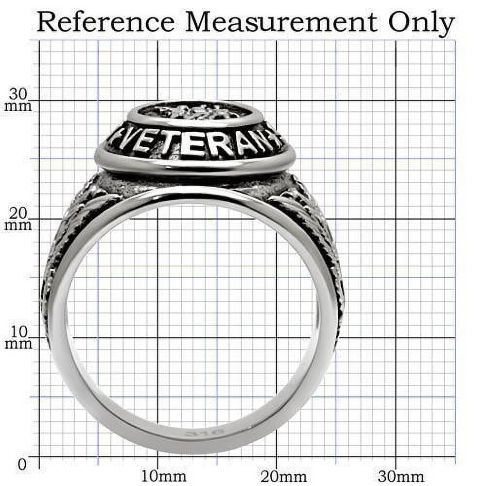 US Veterans Ring for Men and Women Unisex Stainless Steel Military Patriotic Ring in Silver