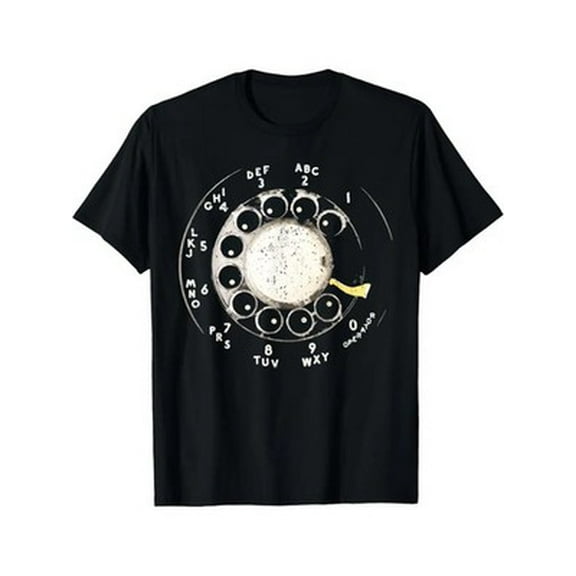 Velto Men's retro rotary telephone dial pattern T-shirt - 100% cotton fiber, comfortab All Size S-5XL