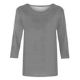 thumbnail image 2 of LinJis Women Tops Women's Solid Color Round Neck Slim Seven Point Sleeve T Shirt Top 3/4 Length Sleeve Business Casual Tops for Women Grey M, 2 of 5