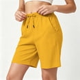 thumbnail image 6 of Summer Athletic Shorts for Women Drawstring Elastic Waist Casual Shorts Soft Cotton Knee Length Shorts with Pocket Summer Outdoor Short Pants Loose Comfort Short Bottoms, 6 of 7