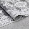 thumbnail image 4 of Alfombra lavable Haperlare para dormitorio, antideslizante, de gran tamaño, para sala de estar, estilo bohemio oriental, de chenilla desgastada, resistente a las manchas, 60 x 180 cm, color gris, 4 of 6