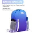 thumbnail image 6 of Drawstring Backpack Sports Gym Bag with Mesh Pockets, Water-Resistant String Backpack Cinch Sack for Men Women, Large Capacity Athletic Sackpack for Travel, Swimming, Cycling(Blue), 6 of 8