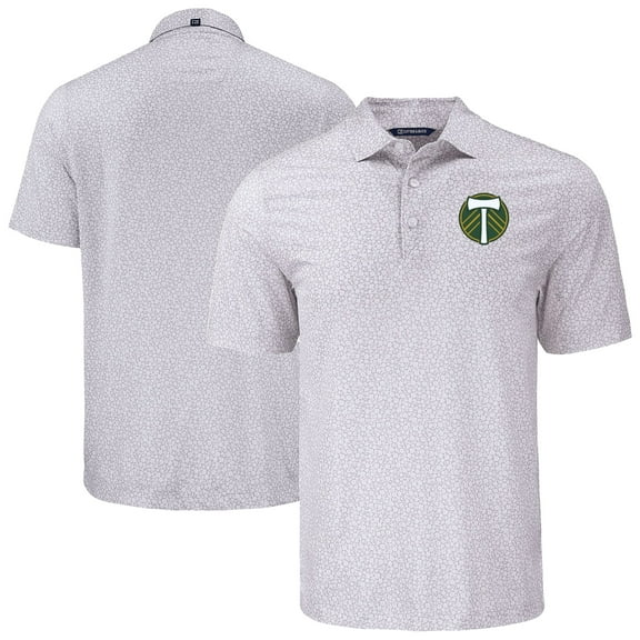 Men's-Cutter & Buck  Gray Portland Timbers Big & Tall Pike Eco Flora Print Recycled Polo