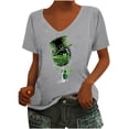 thumbnail image 3 of lcziwo Womens St Patrick's Day T-Shirt Short Sleeve Green Clover Tops Saint Patricks Shamrock Print Basic Tees Shirts Loose Casual U Neck Pullover Gray S Sales Today Clearance, 3 of 5