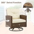thumbnail image 4 of Outdoor 3-Piece Swivel Chairs & Side Table Patio Set Handmade Rattan Bistro Set with Off- White Cushions, 4 of 6
