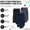thumbnail image 4 of BROOKLYN VERTICAL 3-Pack Boys Fleece Cotton Joggers Sweatpants with Reflective Zipper Pocket and Drawstring | Small-XL, 4 of 7