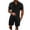 Black, variant on BLVB Mens Cotton Linen 2 Piece Outfits Casual Short Sleeve Button down Shirts and Shorts Sets Summer Tracksuit