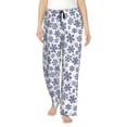 thumbnail image 1 of Balery Dark Blue Snowflakes Pantalones de pijama para mujer, pijamas ultraligeros, pantalones de estar por casa-X-Large, 1 of 6