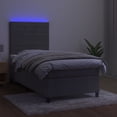 thumbnail image 2 of vidaXL Box Spring Bed with Mattress&LED Light Gray 39.4"x79.9" Twin XL Velvet, 2 of 6